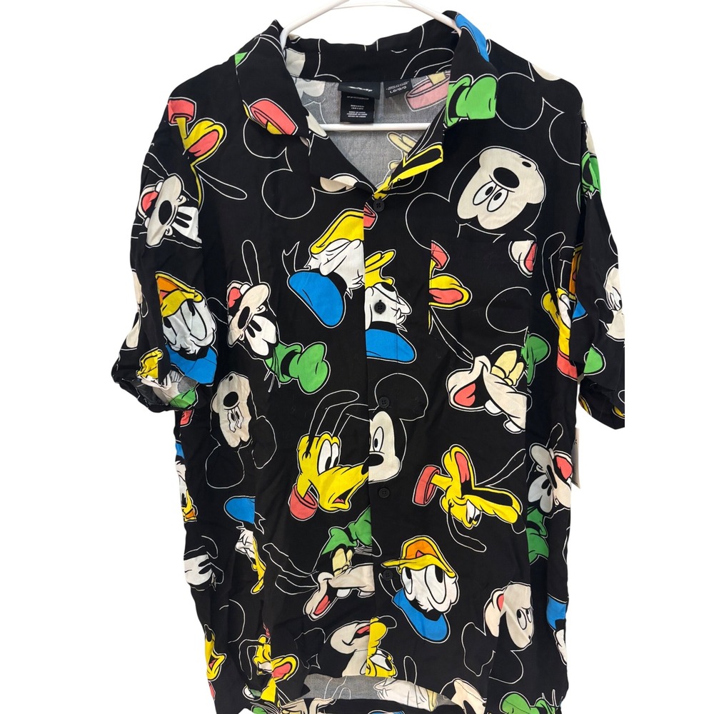 Disney Mickey & Friends Heads Button Down Shirtβ Black Mens Large GTDSSCELNMSB